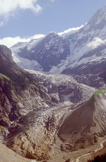 The Pindari Glacier flowing down from the snows