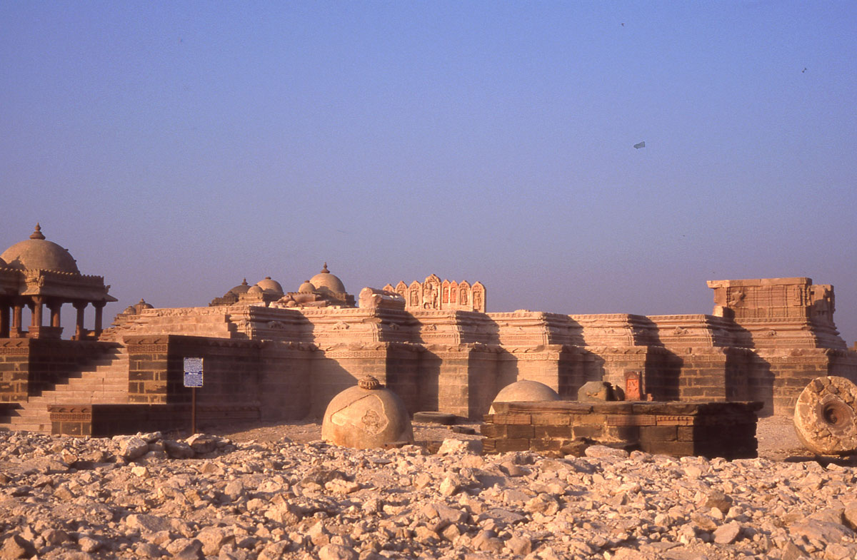 Lakhaji's chhatri after the quake and clearing it from the rubble.